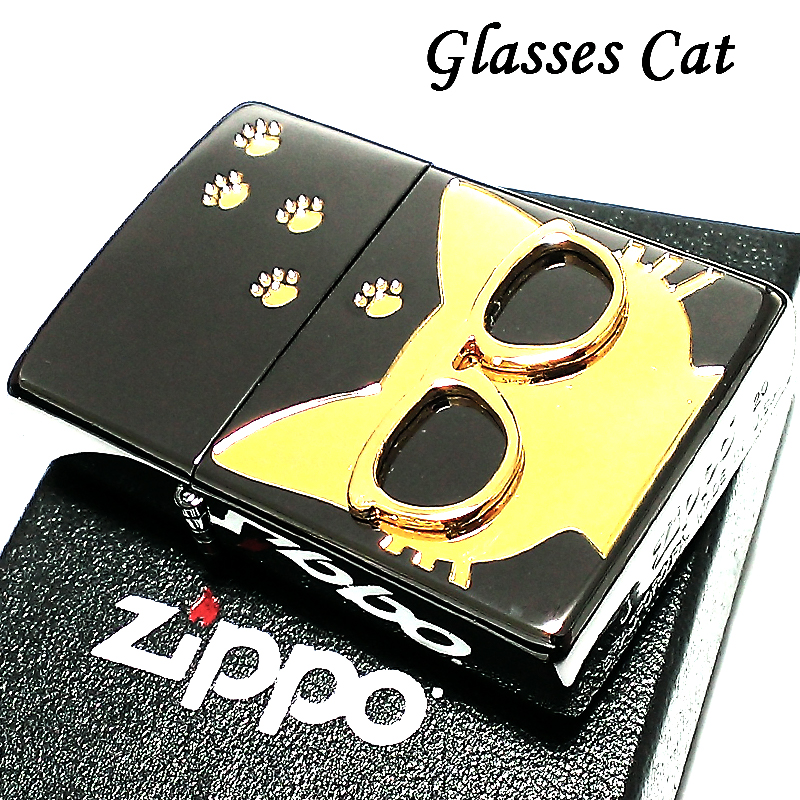 ZIPPO 猫 ライター サングラス 可愛い ジッポ ネコ ユニーク 足跡 