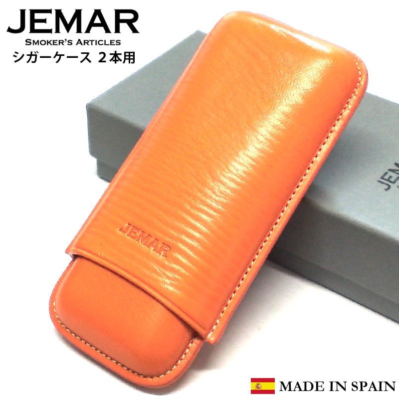 葉巻ケース JEMAR シガーケース クロコ型押し レッド 2本用 赤 本革-