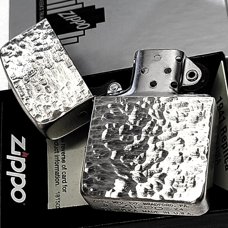 ZIPPO ライター 1941 復刻 レプリカ ハンマートーン 銀古美