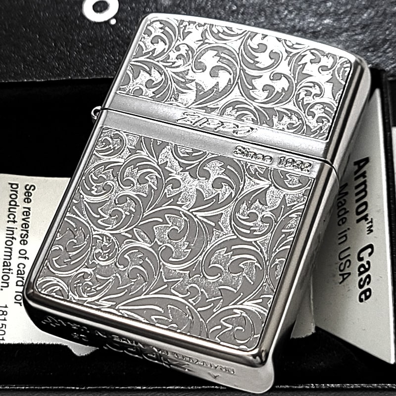 ZIPPO（ジッポー） ライター アーマー 唐草＆ストライプ シルバー
