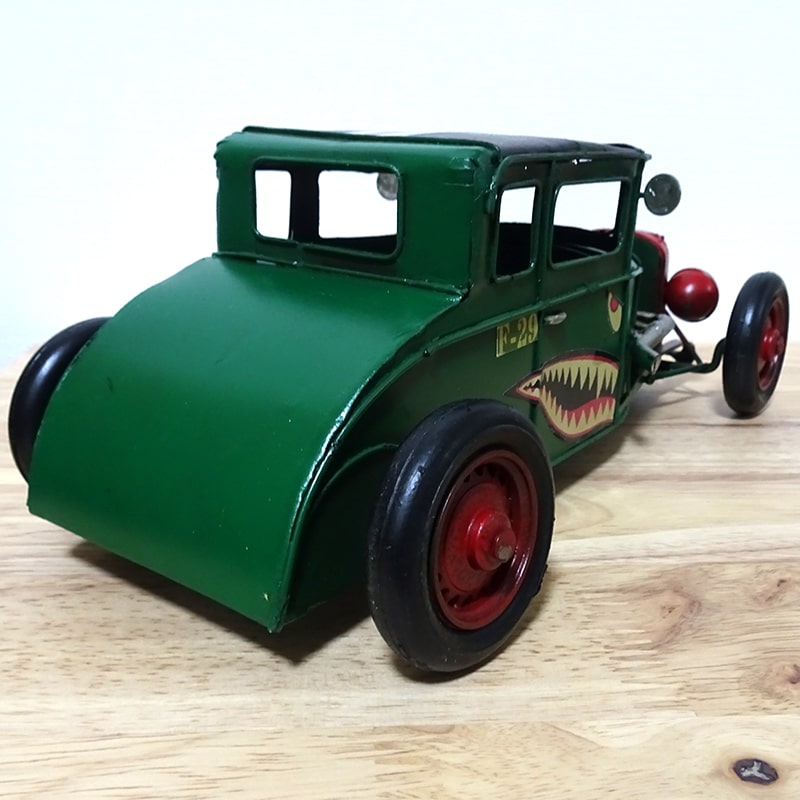 送料込み　ビンテージ スポーツカー GREEN HOT ROD　アンティーク風 アメリカン レトロ ビンテージカー スポーツカー オブジェ GREEN HOT