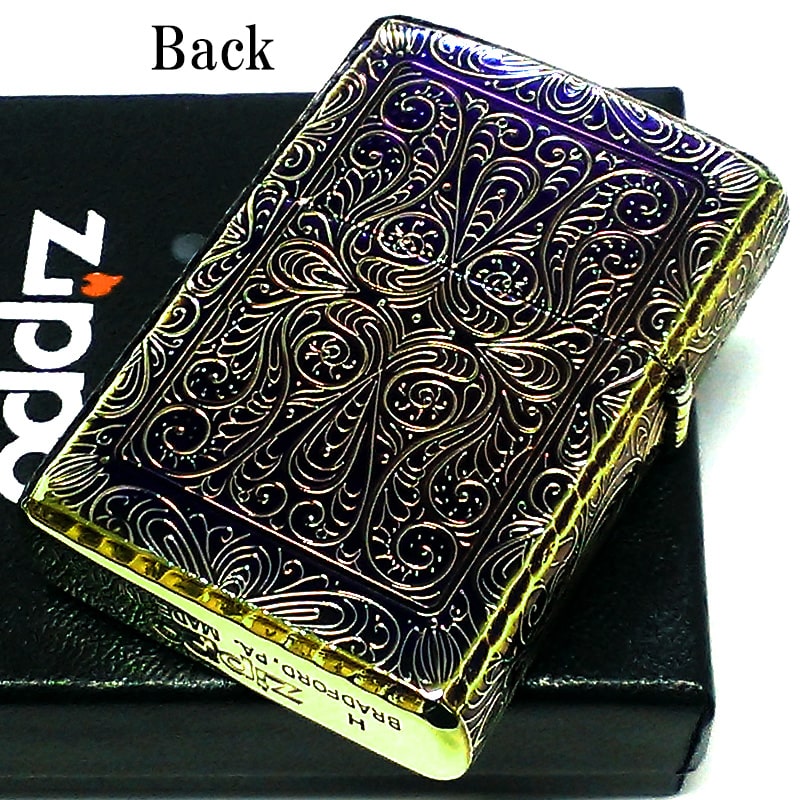 ZIPPO 昇龍andアラベスク柄5面レーザー彫刻 ZIPPO（ジッポー） アーマー 唐草 龍 ジッポ ライター ドラゴン 5面