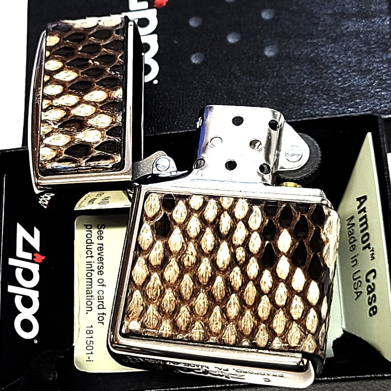 ZIPPO（ジッポー） ライター 本錦蛇革 3面連続加工 アーマー ジッポ