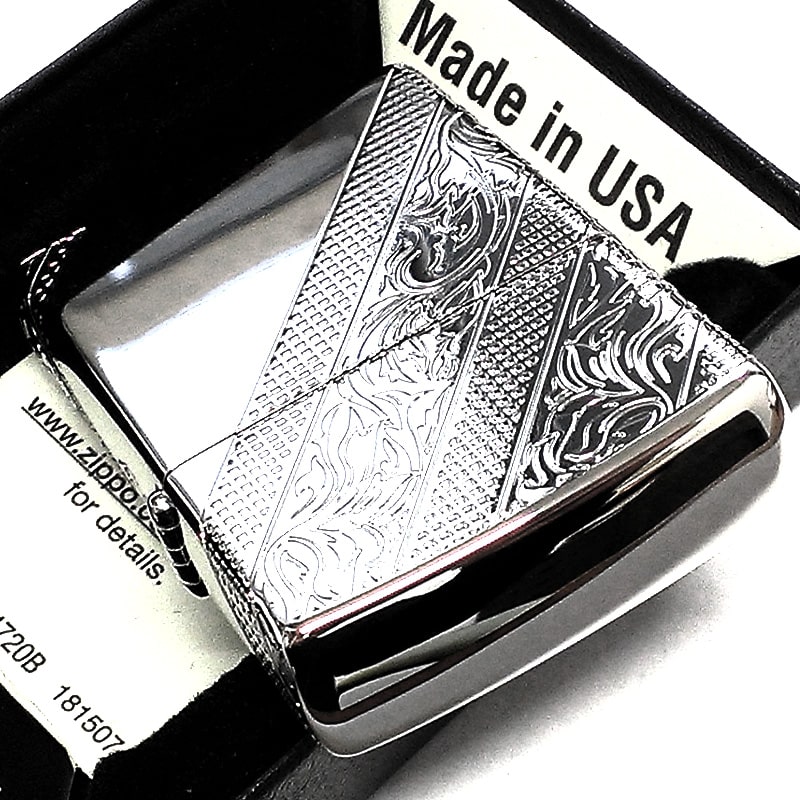 ZIPPO（ジッポー） ZIPPOライター アラベスク 4面彫刻 鏡面プラチナ