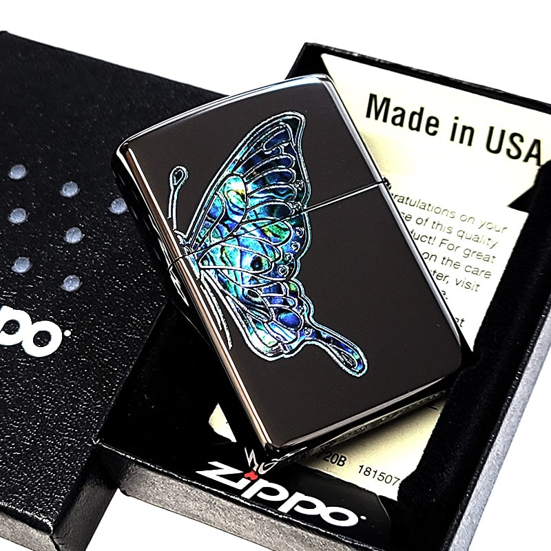 Zippo ジッポー バタフライ アラベスク 蝶々 唐草 ブラック