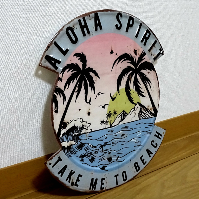 ブリキ看板 ビンテージ ALOHA SPIRIT アンティーク アメリカン ハワイ