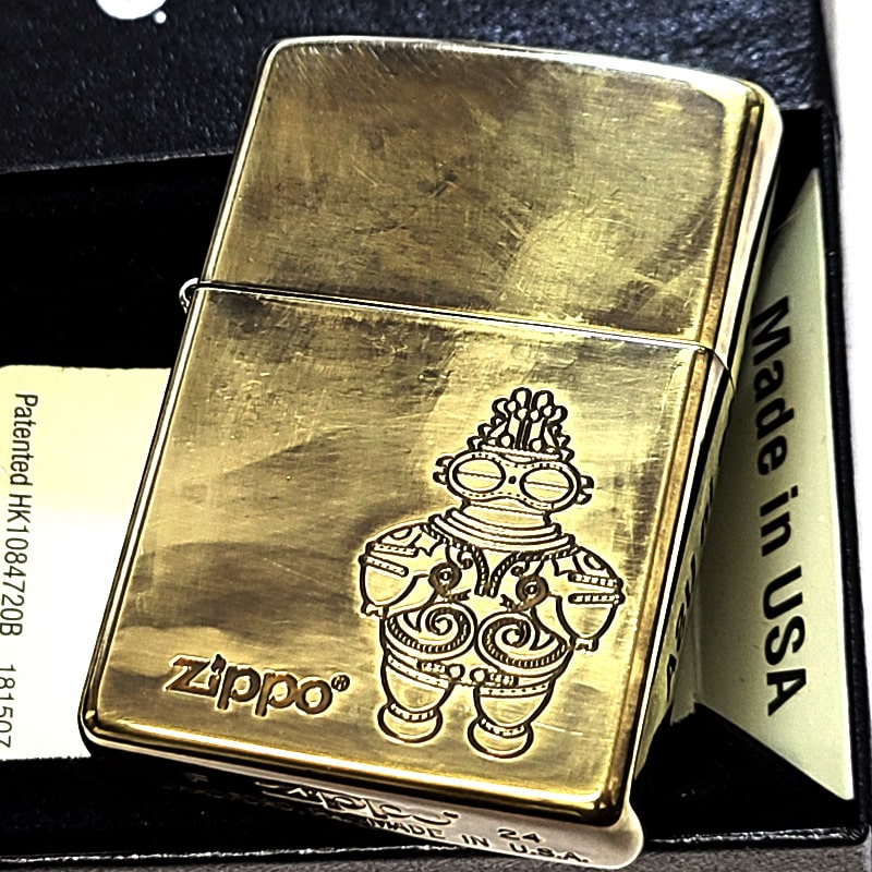 ZIPPO アンティーク 土偶 ジッポ ライター 彫刻 ロゴ ユーズド