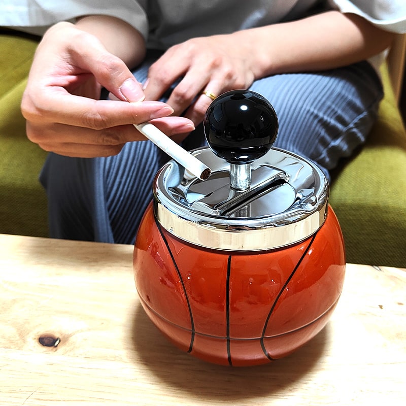 灰皿 ターンアッシュトレイ バスケットボール 蓋つき 卓上