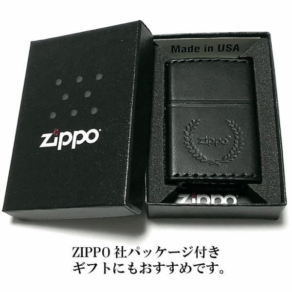 ZIPPO ライター 革巻き ブラック ジッポ ロゴデザイン レザー シンプル 本牛革 黒 かっこいい 皮 メンズ 渋い