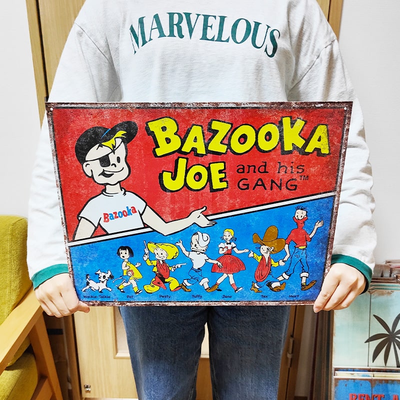 アメリカン レトロ ブリキ看板 BAZOOKA GANG バブルガム メタルサイン