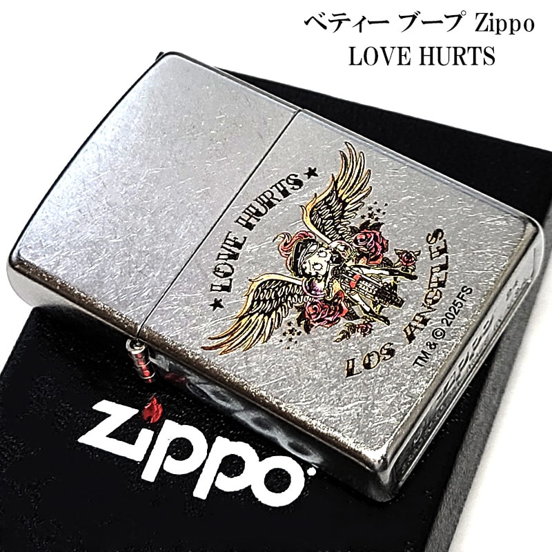zippo　ベティーブープ　ベティーちゃん　お宝品　アンティーク　USA　ジッポ ZIPPO（ジッポー） ベティ・ブープ かわいい シルバー LOVE HURTS
