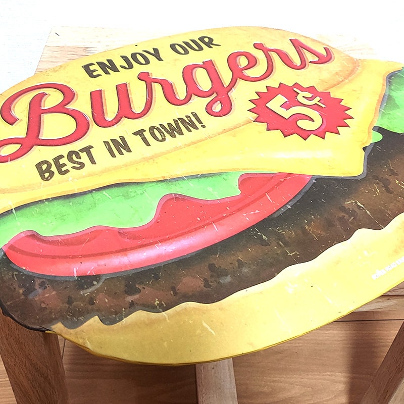 アメリカン レトロ ブリキ看板 ハンバーガー エンボスメタルサイン