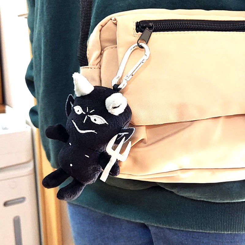ブラックデビル ぬいぐるみ キーホルダー 可愛い カラビナ付き BLACK