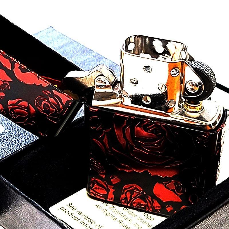 ZIPPO アーマー ジッポ ライター5面彫刻 ローズ 美しい マット