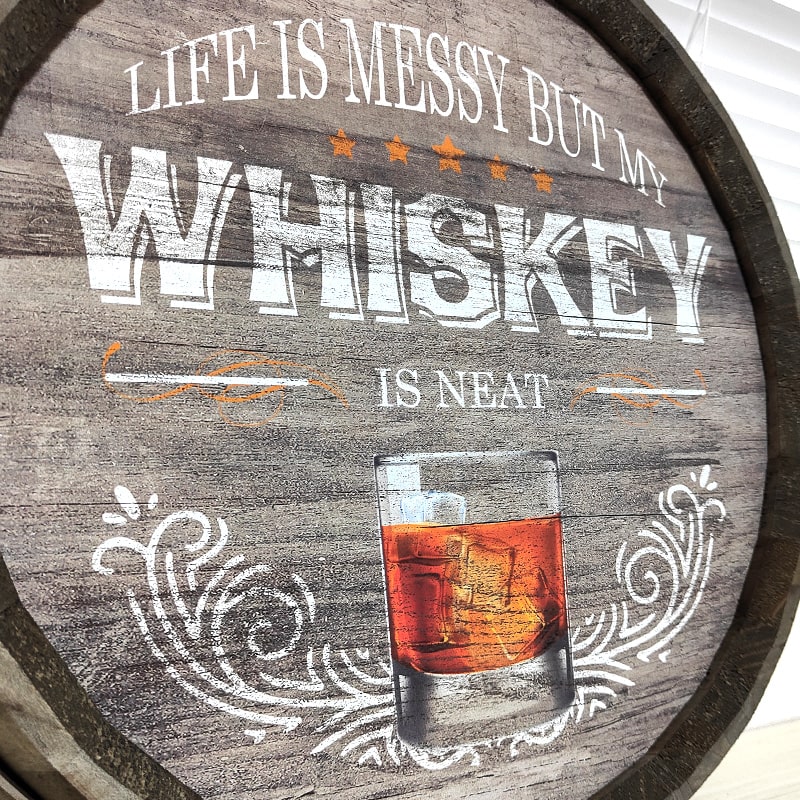 アメリカン レトロ 木製看板 ウイスキー 樽底 かっこいい ウッデン