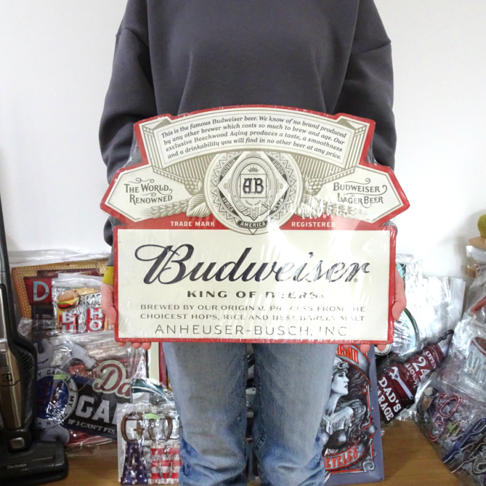 アメリカヴィンテージ Budweiser バドワイザー ブリキ 看板 店舗什器 バドワイザー アメリカンサインボード BUDWEISER ブリキ看板