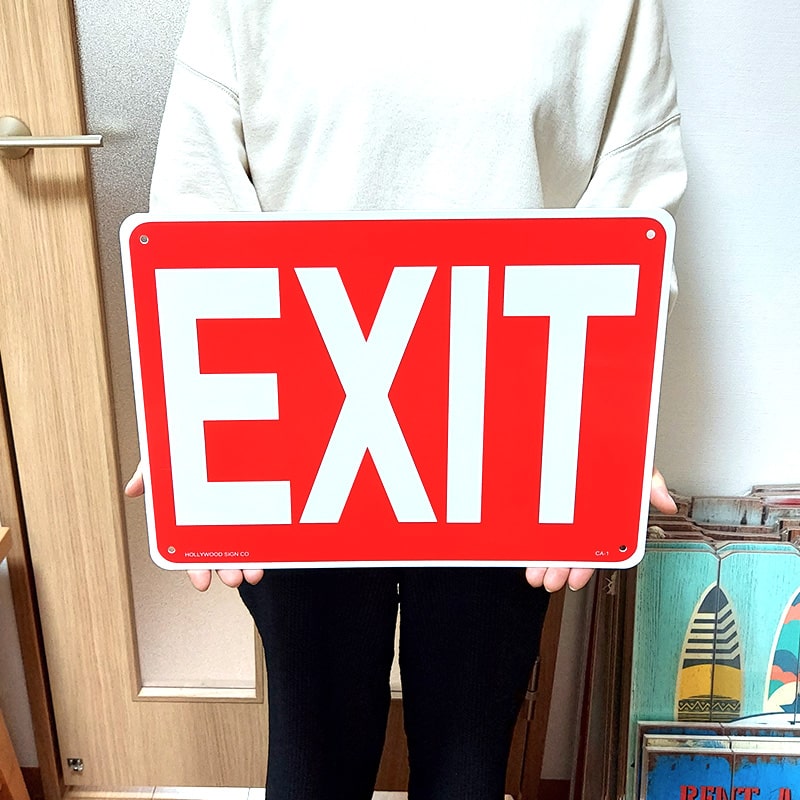 看板 サインボード 出口 EXIT お店 壁飾り プレート ショップ アメリカン 店舗 雑貨 レッド インテリア ディスプレイ 赤 バー カフェ お店  : ca-1 : Zippoタバコケース喫煙具のハヤミ - 通販 - Yahoo!ショッピング