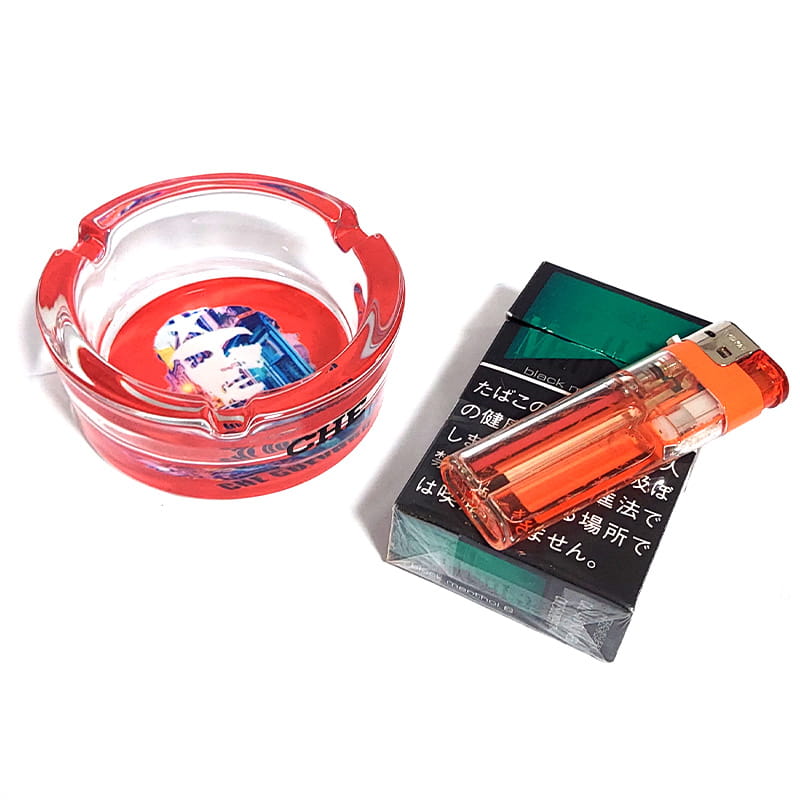 卓上灰皿 チェ・ゲバラ ガラス灰皿 ロゴ おしゃれ アッシュトレイ 銘柄