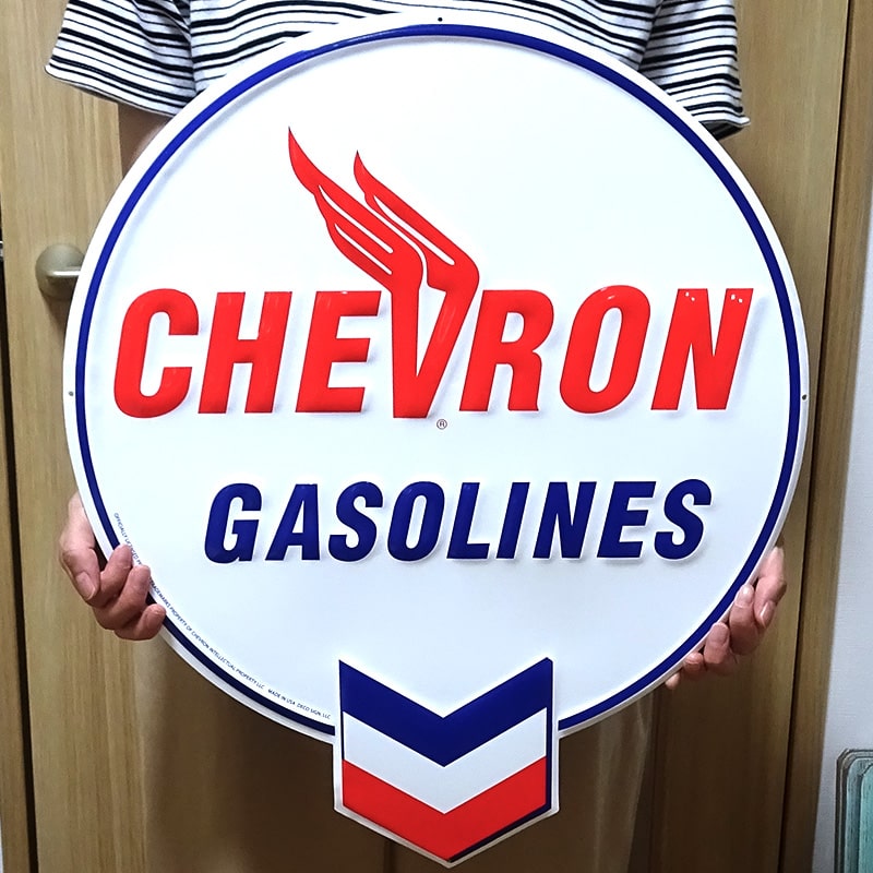 ブリキ看板 BIG ダイカット エンボスメタルサイン CHEVRON LOGO 大きい