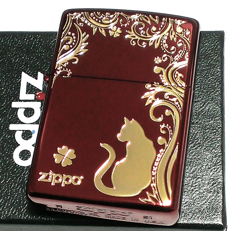 ZIPPO ライター ねこ キャット ジッポ 猫 クローバー ロゴ 四つ葉 かわいい おしゃれ ジッポー レッド 赤 ネコ :  clovercat-rd : Zippoタバコケース喫煙具のハヤミ - 通販 - Yahoo!ショッピング