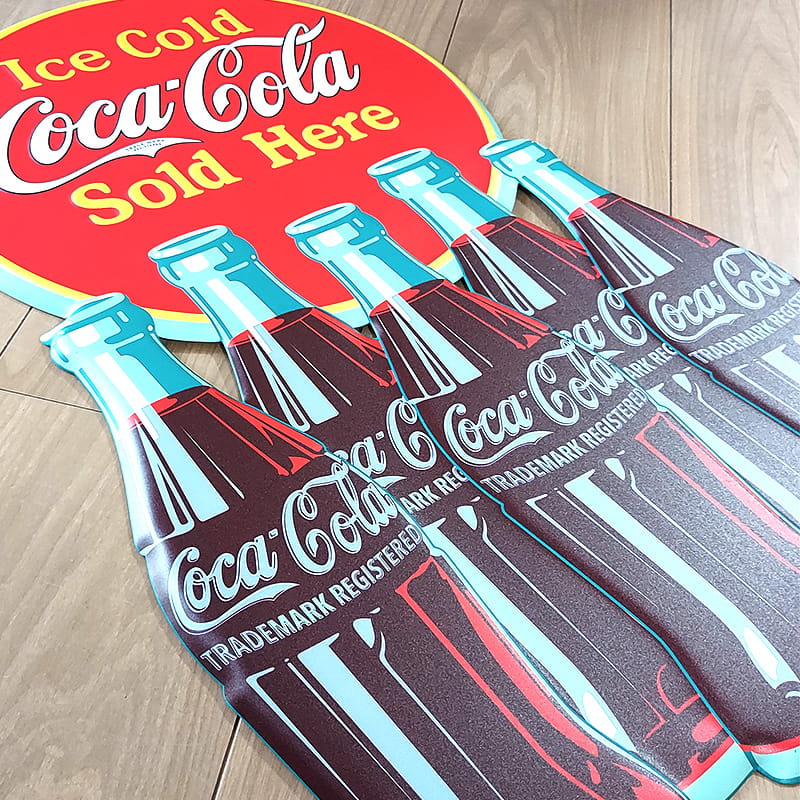 Coca Cola（コカコーラ） ブリキ看板 大きい ダイカット エンボス