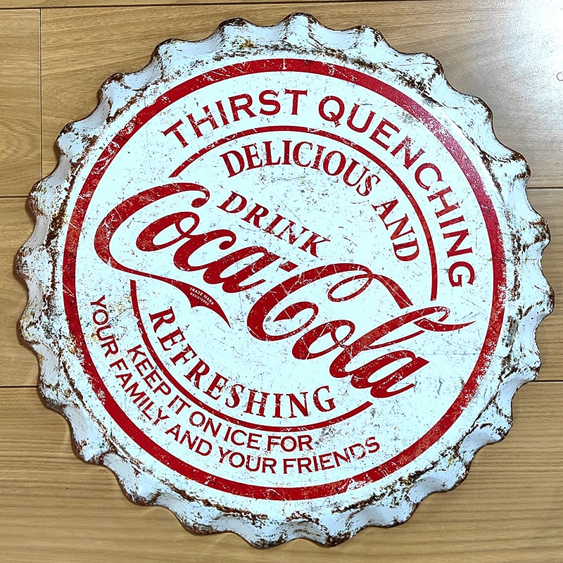 Coca Cola コカコーラ ブリキ看板 ボトルキャップ COCA-COLA