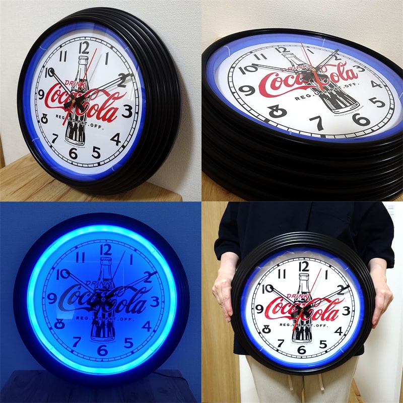 コカコーラ 時計 ネオンクロック LEDライト レッド ブルー グリーン 