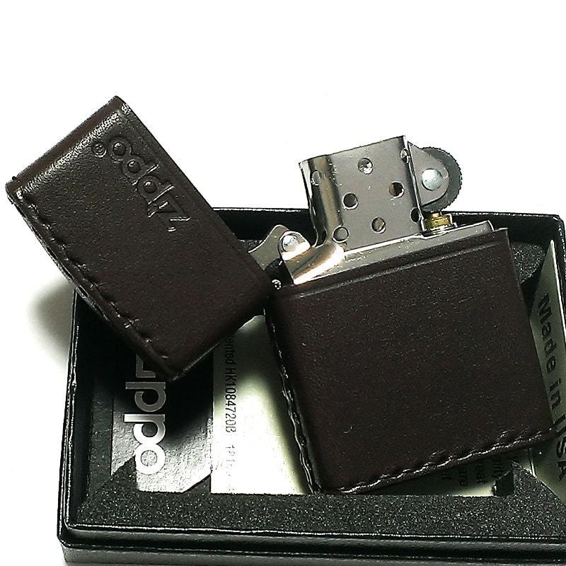 ZIPPO（ジッポー） ライター 本革巻き ジッポ ロゴ ブラウン レザー 茶 