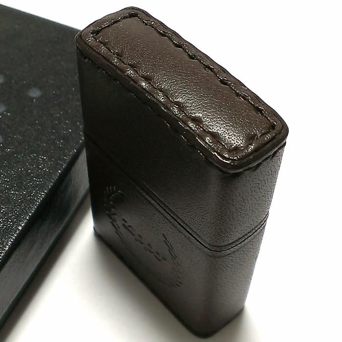 ZIPPO（ジッポー） ライター 革巻き ダークブラウン ジッポ ロゴ 