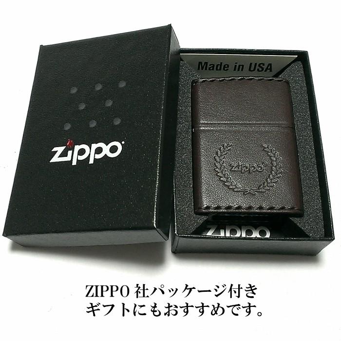 ZIPPO（ジッポー） ライター 革巻き ダークブラウン ジッポ ロゴ 