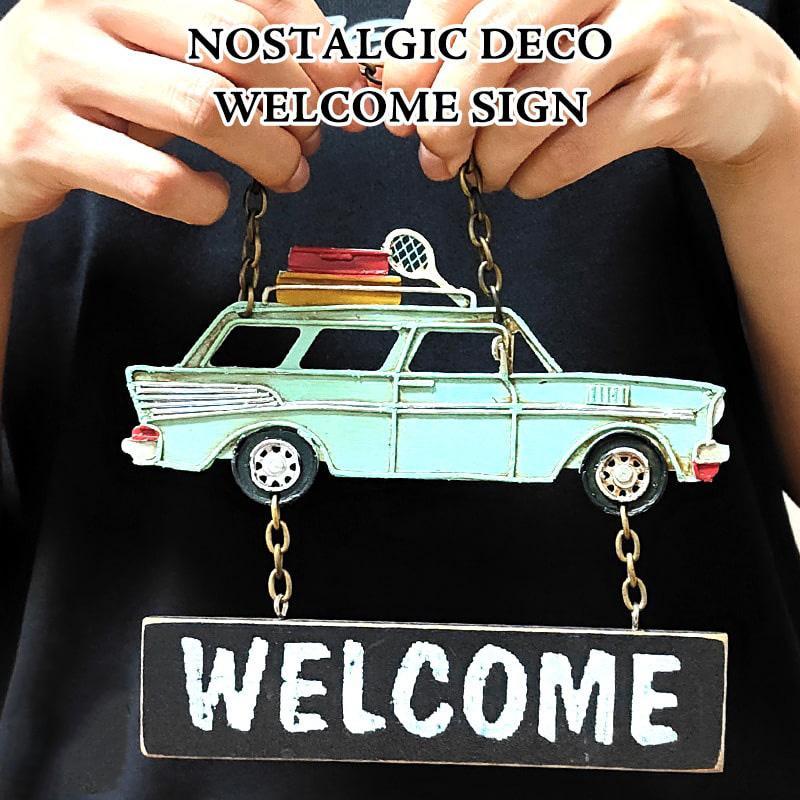 アメリカン レトロ ブリキ看板 車 ウェルカム レトロ 壁飾り