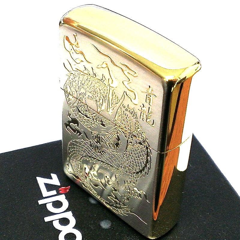 ZIPPO ライター 和柄 ジッポ 青龍 シルバー＆ゴールド ドラゴン
