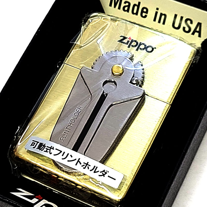 ジッポ　ライター　フリント　ディスペンサー　メタル貼り　Ｚｉｐｐｏ　ケース ZIPPO ライター フリントホルダーメタル シルバー＆ブラス