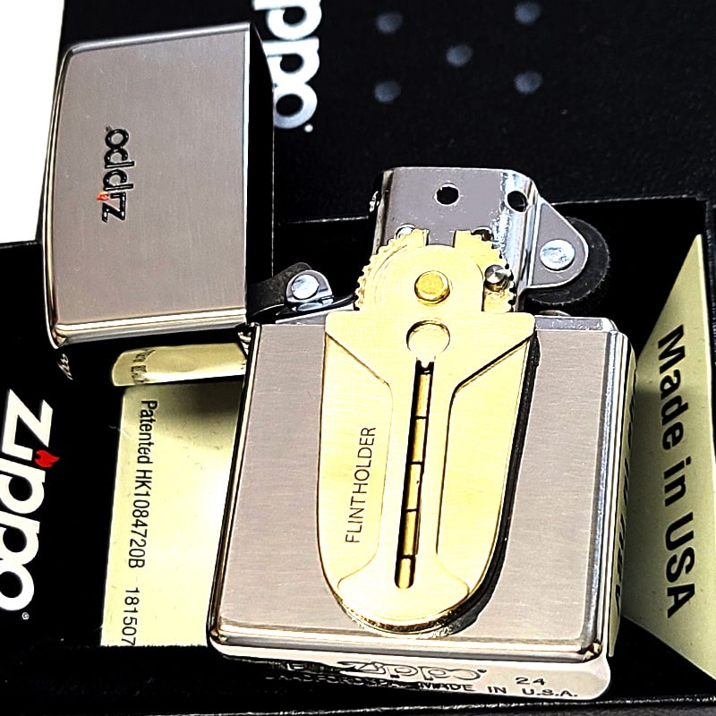ジッポ　ライター　フリント　ディスペンサー　メタル貼り　Ｚｉｐｐｏ　ケース ZIPPO ライター フリントホルダーメタル シルバー＆ブラス
