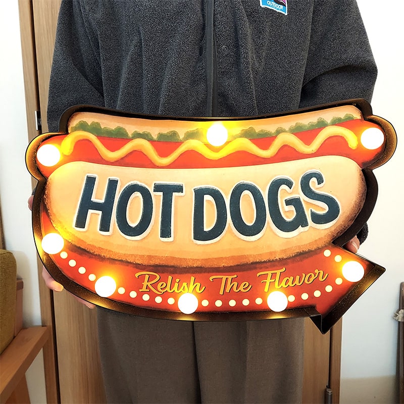 電飾看板 LED Sign アメリカン クラシック ホットドッグ サインライト 雑貨 HOT DOGS かわいい 壁掛け 照明 アンティーク おしゃれ 店舗｜hayamipro｜05