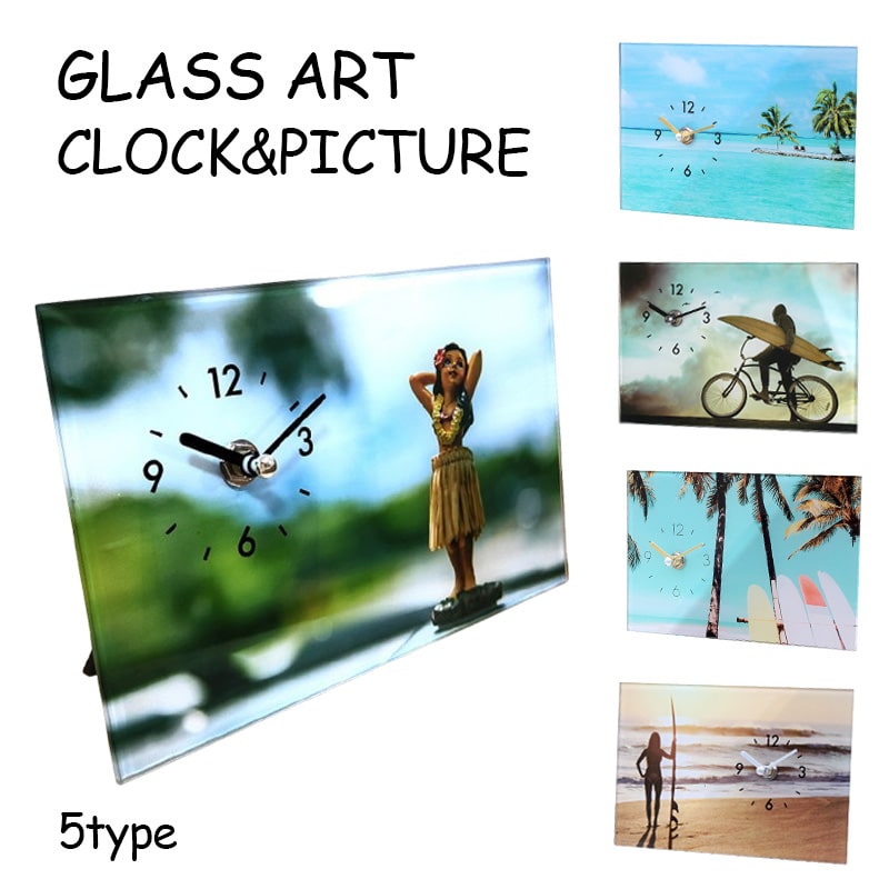 アメリカン レトロ 置時計 ガラス ボタニカル デスククロック ミモザ