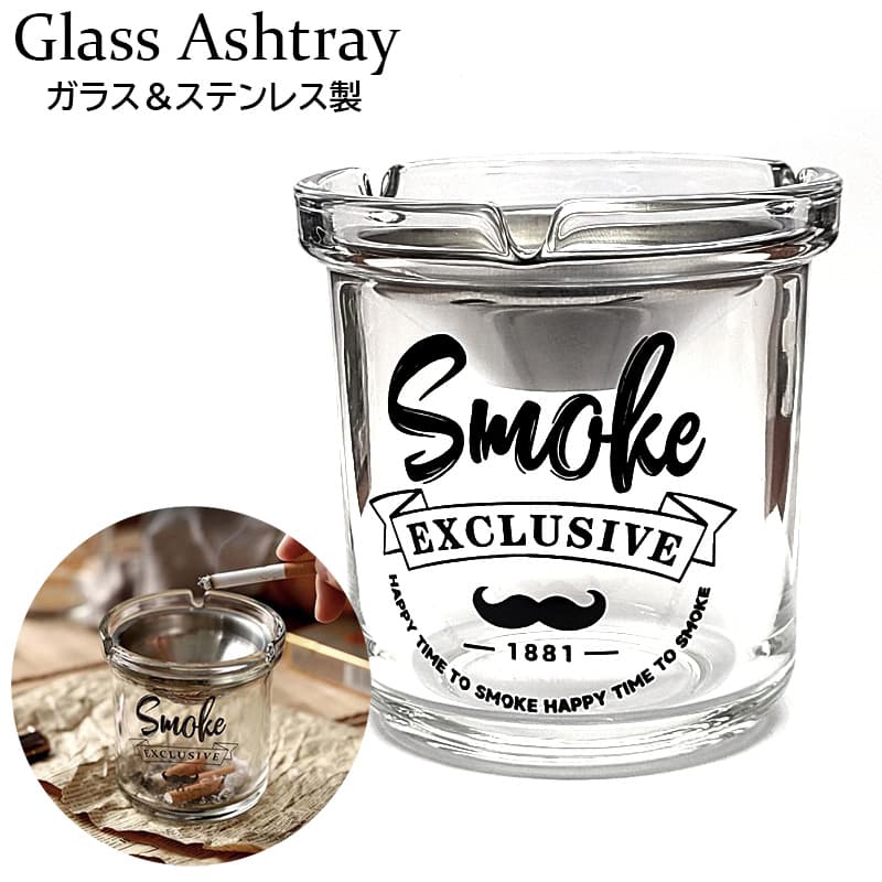 卓上灰皿 グラス アシュトレイ かわいい smoke ひげ おしゃれ カフェ