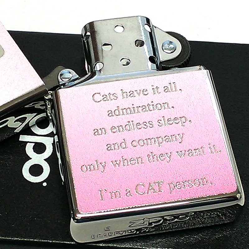 ZIPPO ライター ねこ メッセージキャット ピンク シルバー ジッポ 猫 