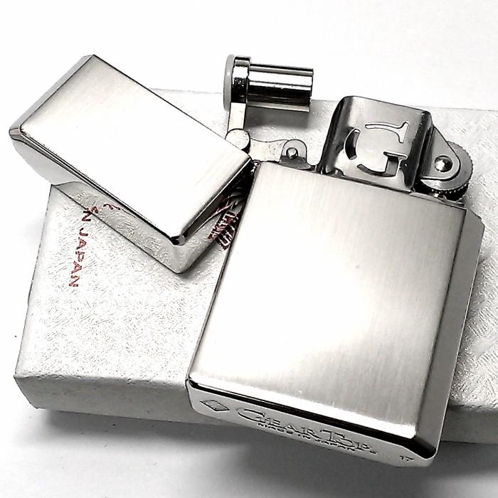オイルライター ギアトップ 日本製 ライター ニッケルサテン シルバー