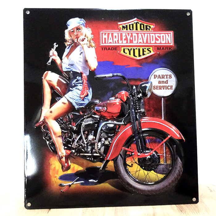ブリキ看板 ハーレーダビッドソン アンティーク ガレージ バイク セクシー 壁飾り ロゴ 正規ライセンス品 アメリカン 雑貨 おしゃれ