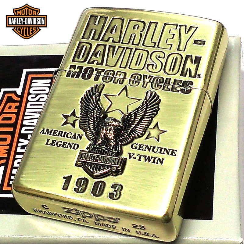 ZIPPO ライター ハーレー ダビッドソン ジッポ イーグルメタル HARLEY-DAVIDSON ロゴ 彫刻 アンティークゴールド 金 かっこいい  ブラス : hdp-60 : Zippoタバコケース喫煙具のハヤミ - 通販 - Yahoo!ショッピング