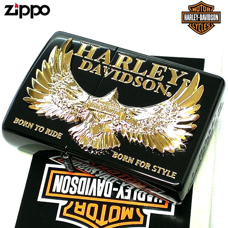 ZIPPO（ジッポー） ハーレー ダビッドソン 黒金 イーグル 鷹 ゴールド