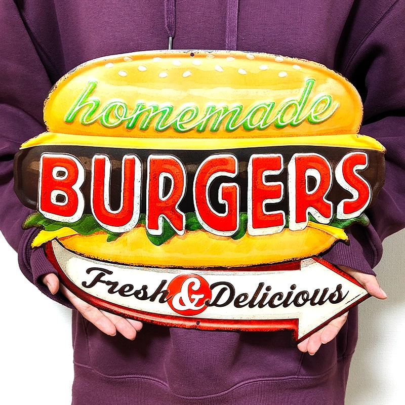 アメリカン レトロ ブリキ看板 ビンテージ BURGERS アメリカン