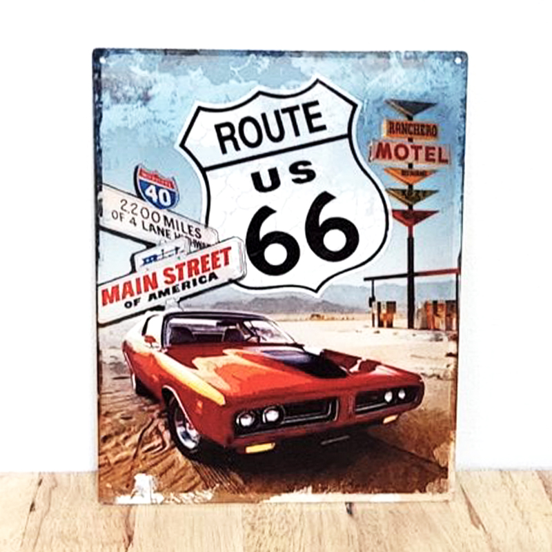 ブリキ看板 ROUTE66 アンティーク 66 MAIN STREET ルート66 車