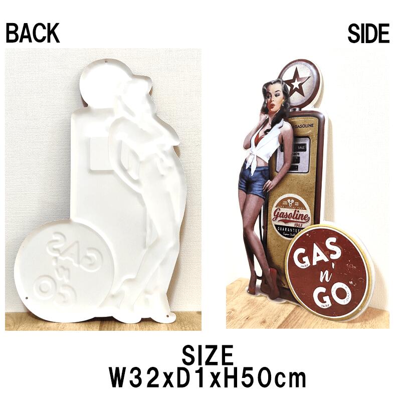 アメリカン レトロ ブリキ看板 ビンテージ セクシー GAS & GO