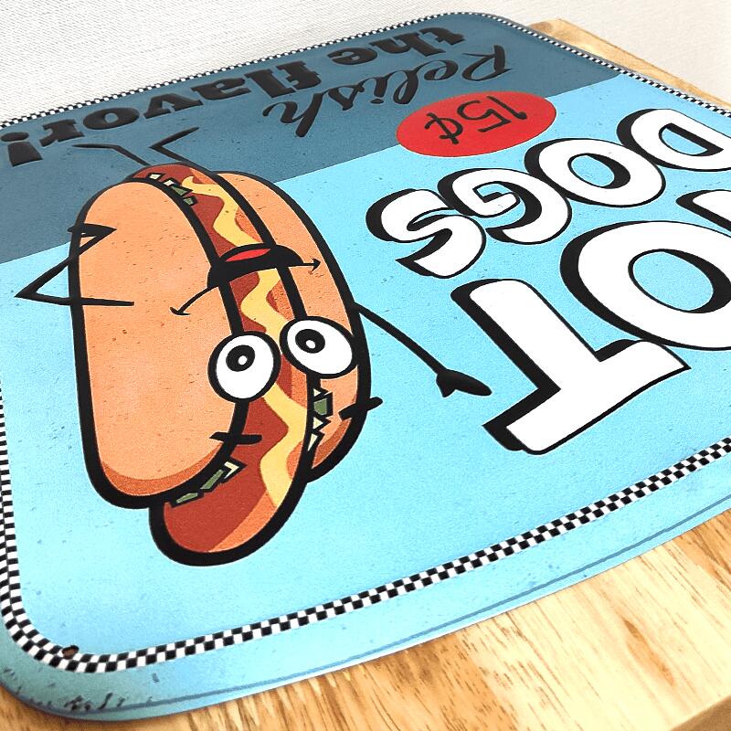 アメリカン レトロ ブリキ看板 ホットドック アンティーク かわいい