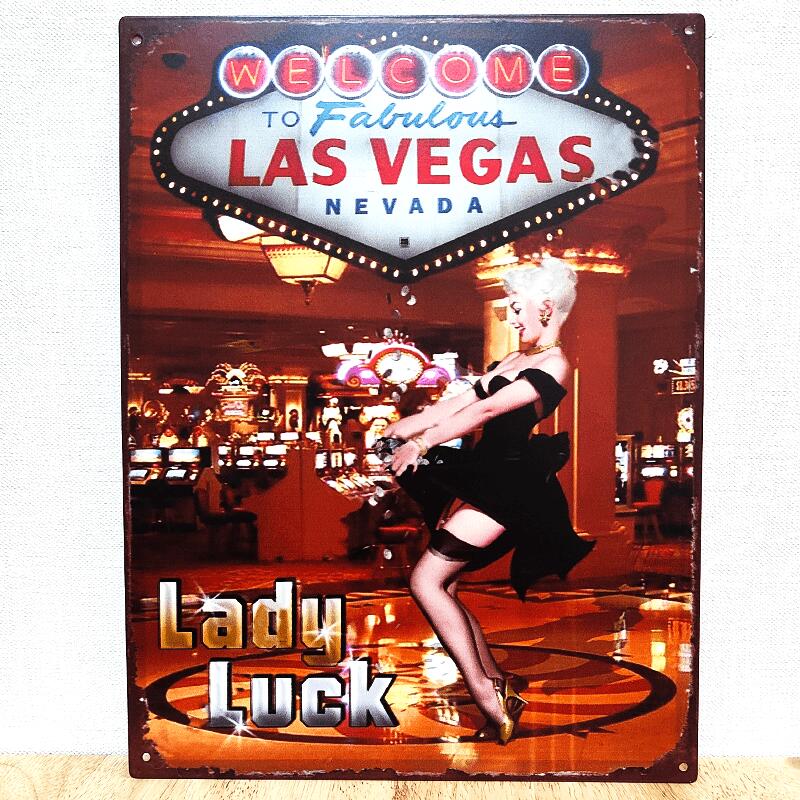 アメリカン レトロ ブリキ看板 セクシー アンティーク Lady Luck