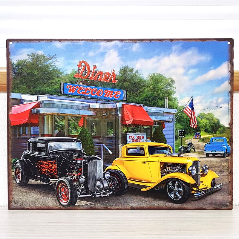 メタルサインプレート ビンテージ レトロ　まとめ売り　アメリカン雑貨　看板 アメリカン レトロ ブリキ看板 車 アメリカン ダイナー かっこいい