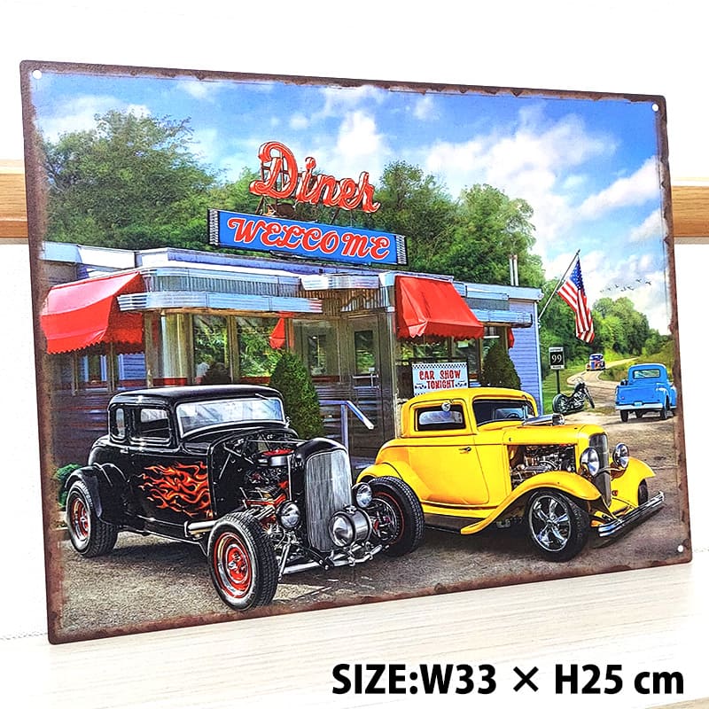 アメリカン レトロ ブリキ看板 車 アメリカン ダイナー かっこいい