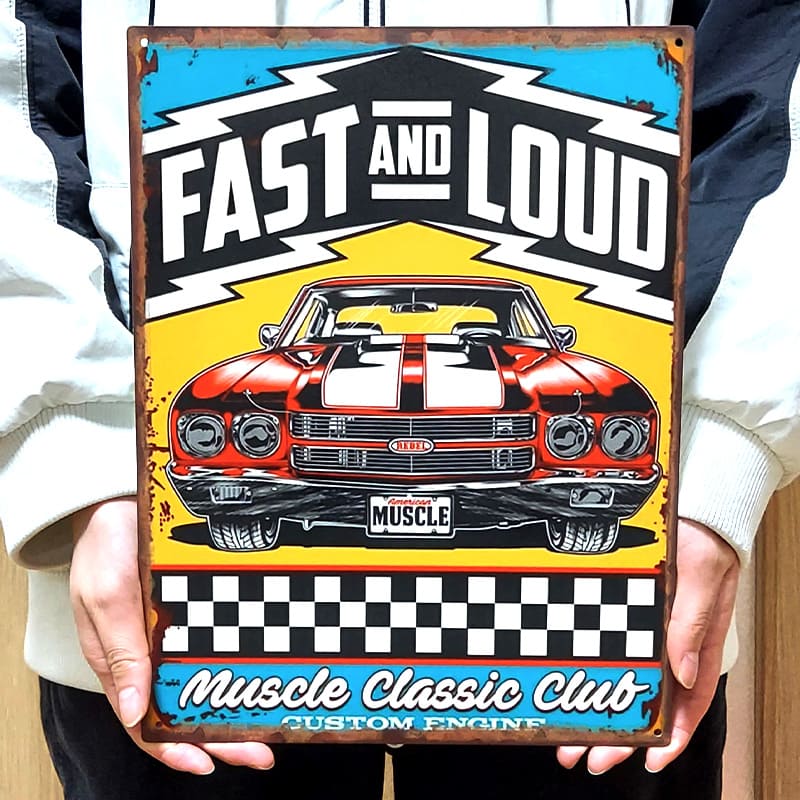 アメリカン レトロ ブリキ看板 かっこいい 車 アメリカン 雑貨 FAST
